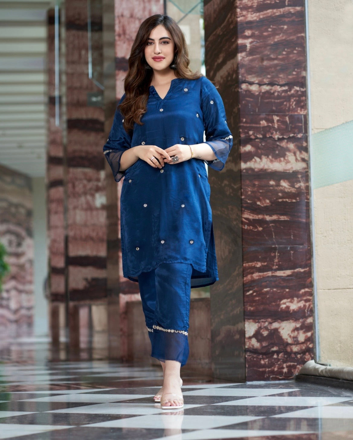 Shilp Blue Embroidered Silk kurta Set