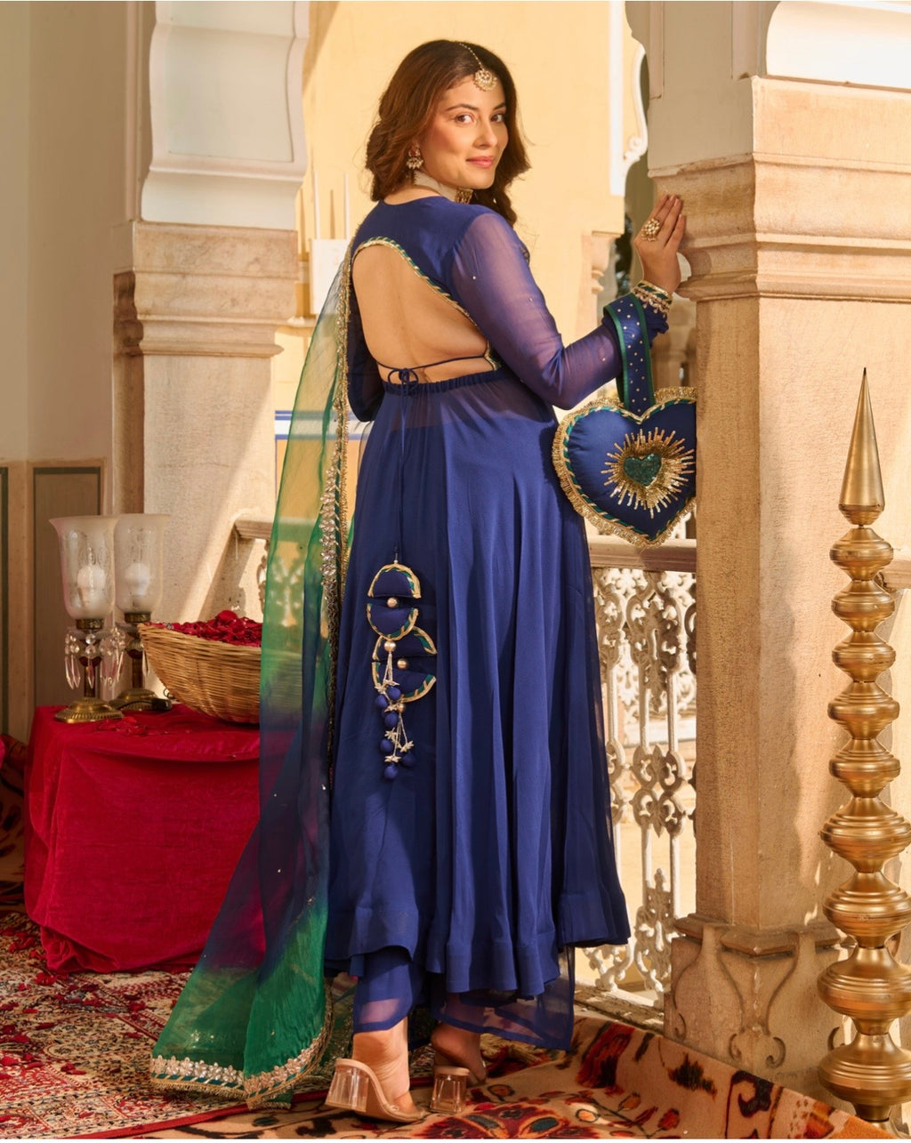 Noor Blue Georgette Anarkali  Suit Set