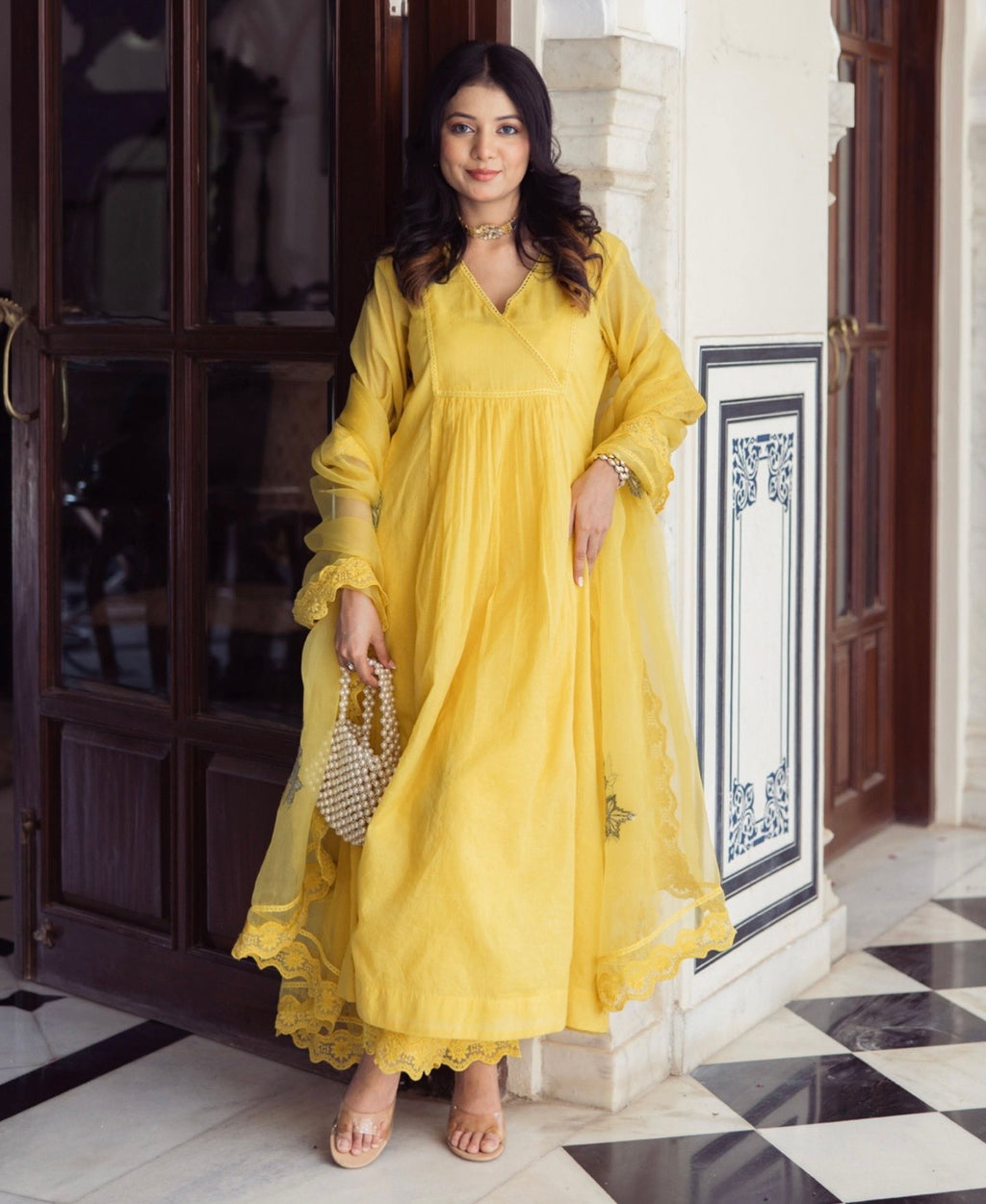 Shreya Yellow Embroidered Suit Set