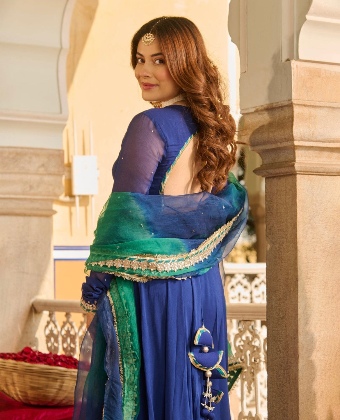 Noor Blue Georgette Anarkali  Suit Set