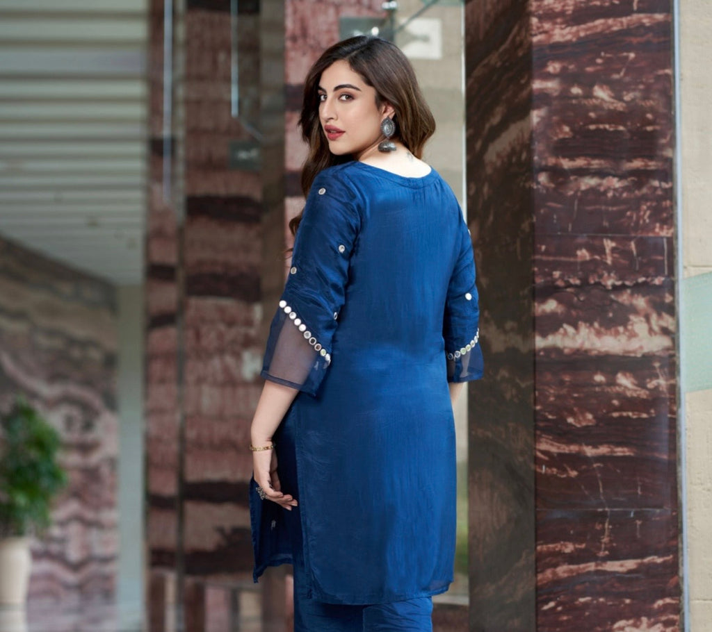 Shilp Blue Embroidered Silk kurta Set