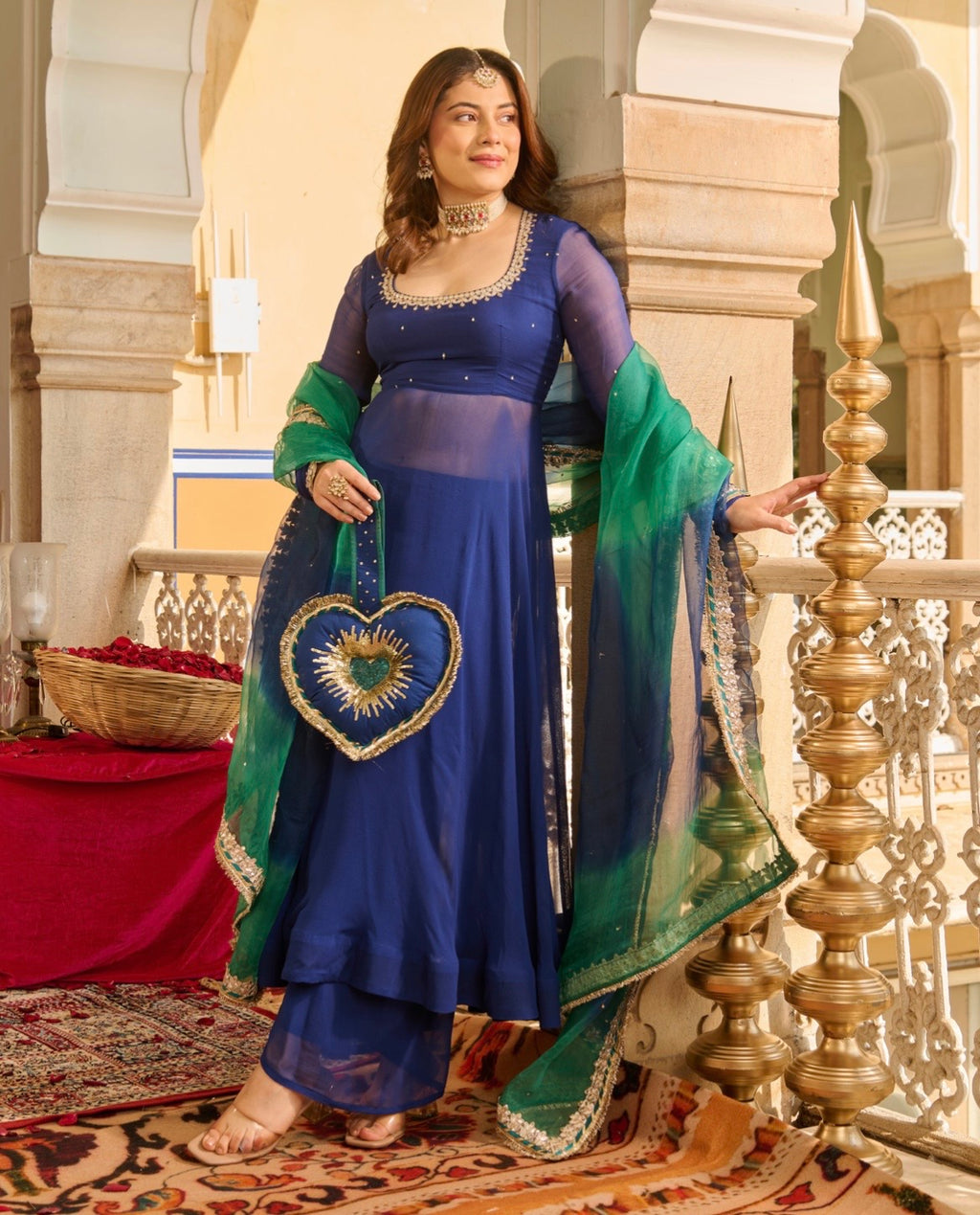 Noor Blue Georgette Anarkali  Suit Set