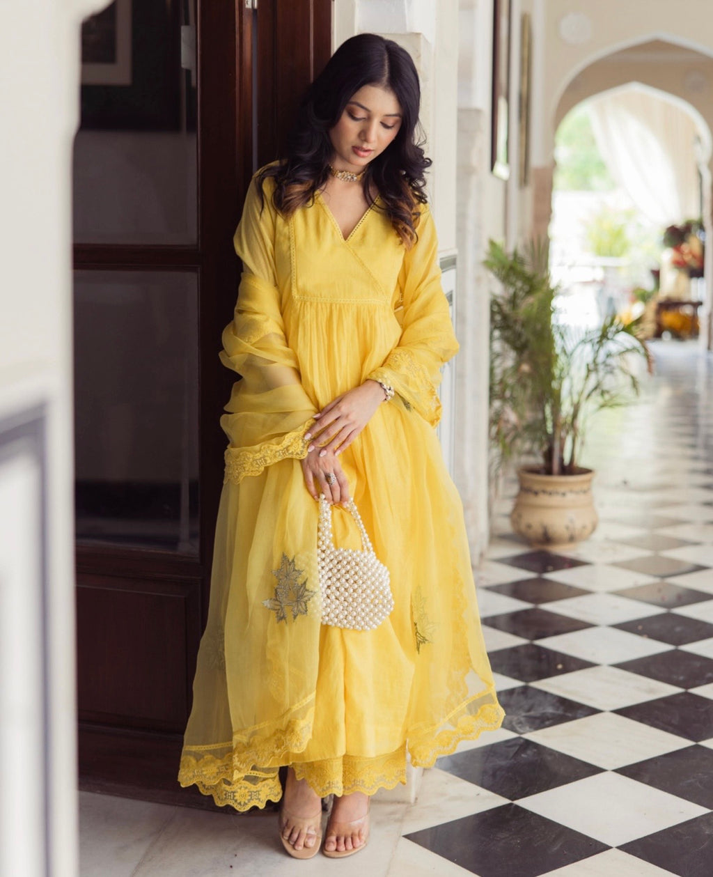 Shreya Yellow Embroidered Suit Set