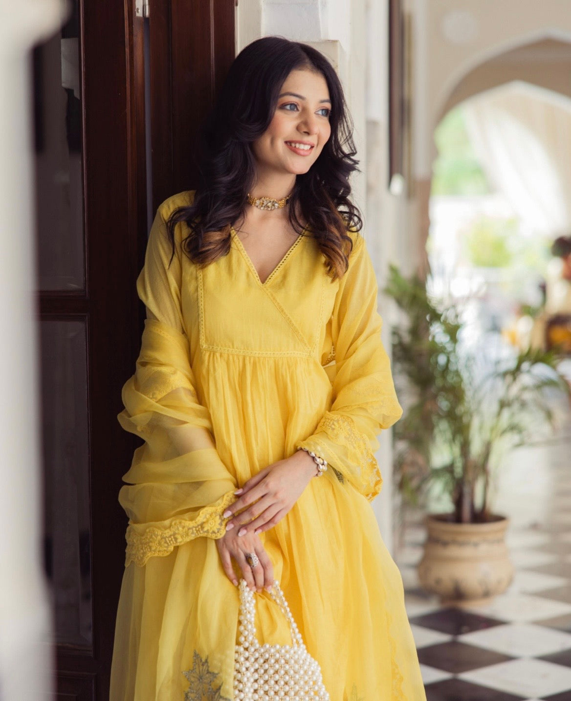 Shreya Yellow Embroidered Suit Set