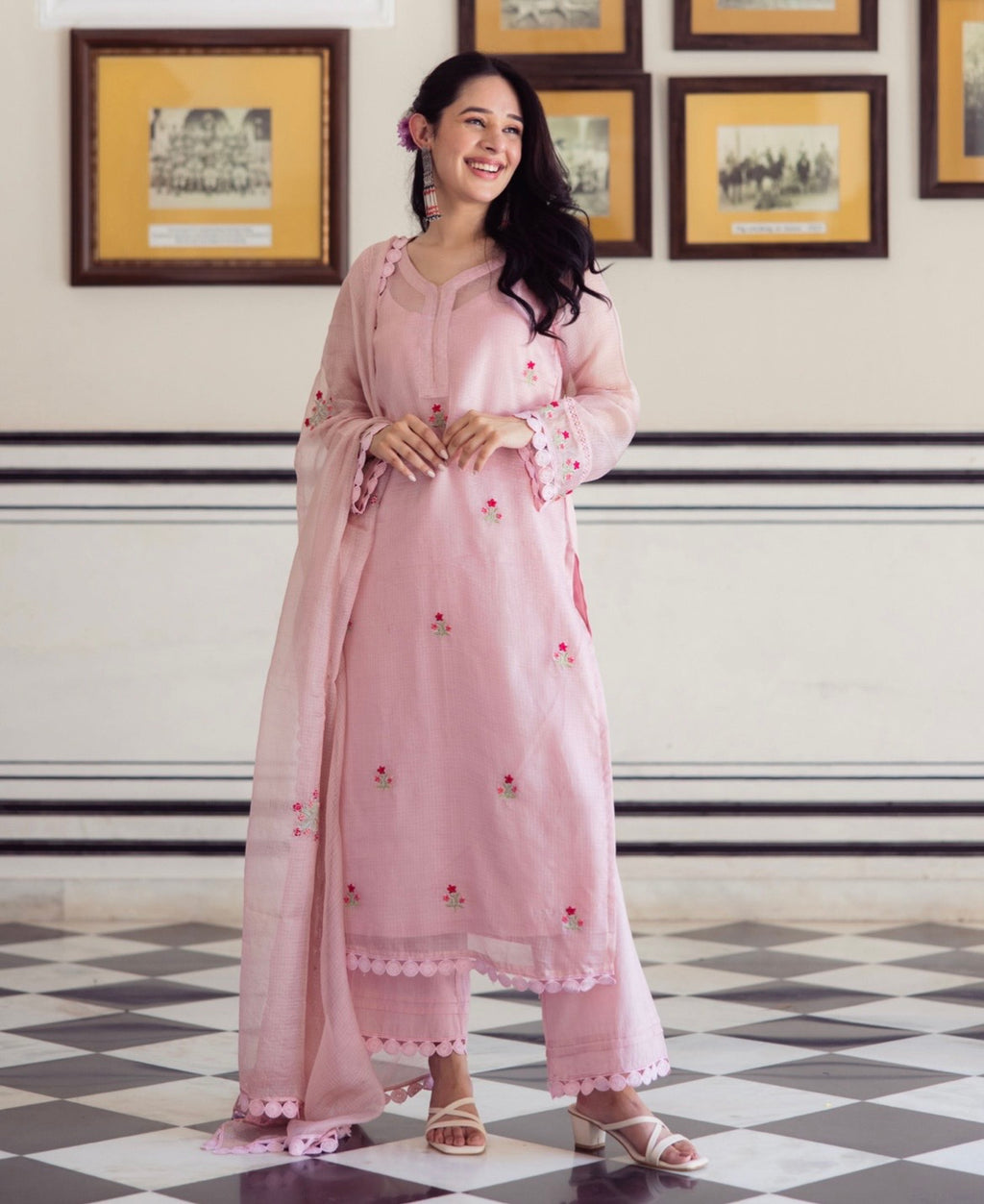 Arya Pink Embroidered Doriya Suit Set