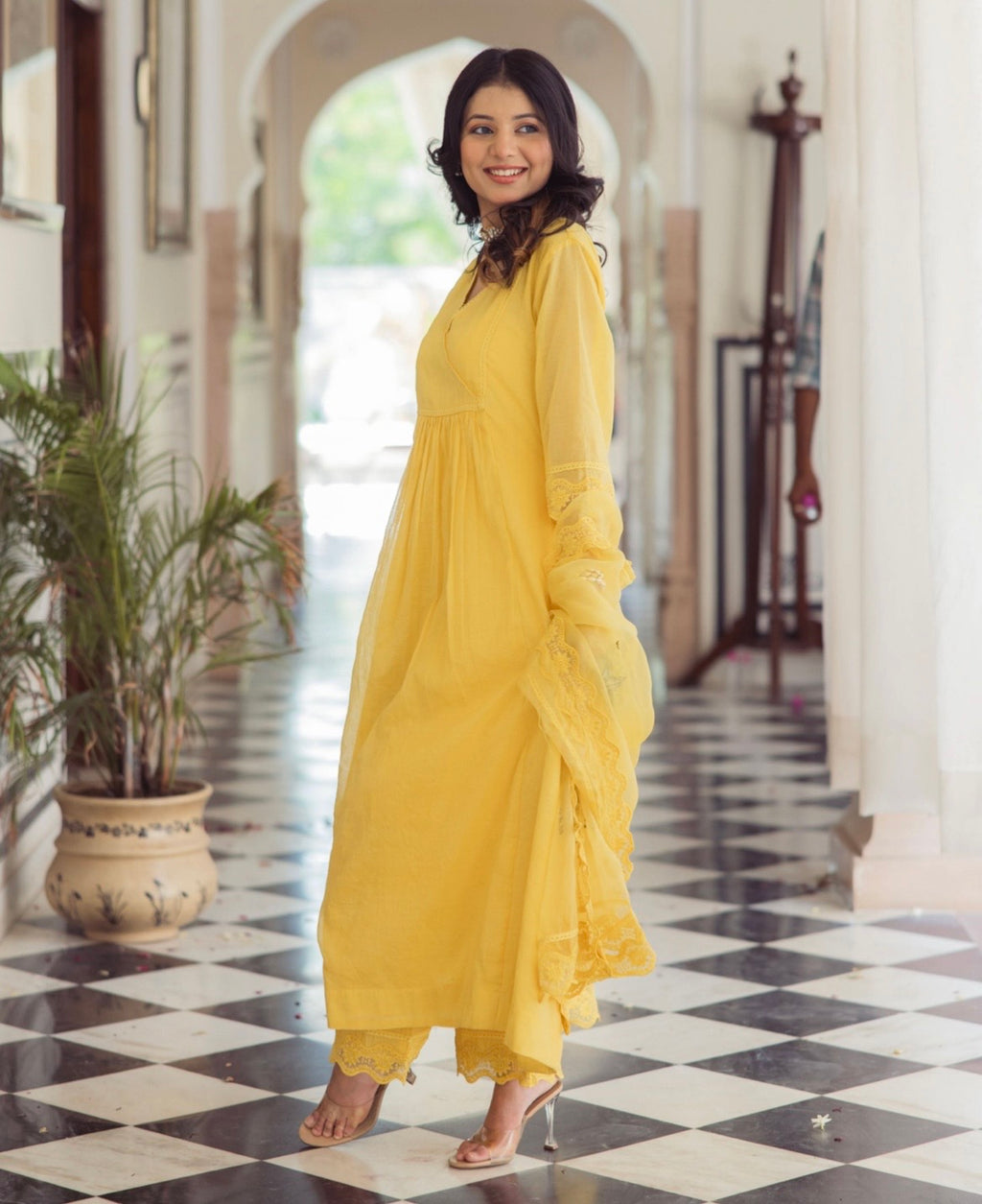 Shreya Yellow Embroidered Suit Set