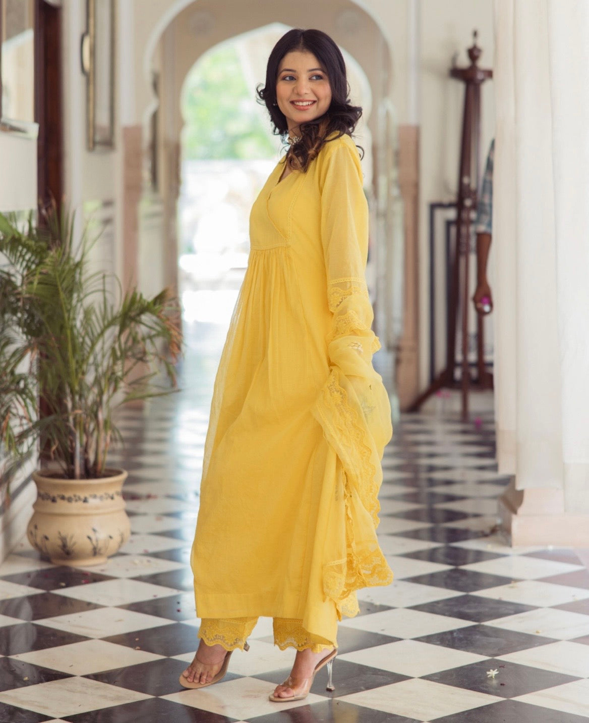 Shreya Yellow Embroidered Suit Set